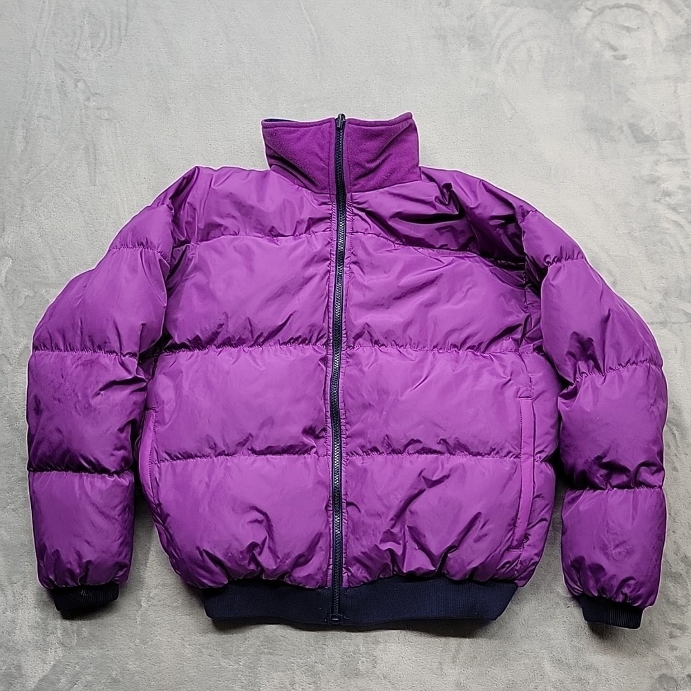 Columbia Down Jacket Womens Large Purple Reversible Puffer Full Zip Winter Warm